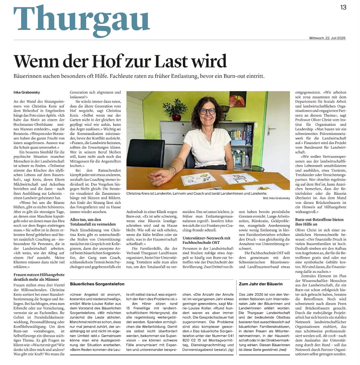 Bericht Thurgauer Zeitung 22. Juli 2026